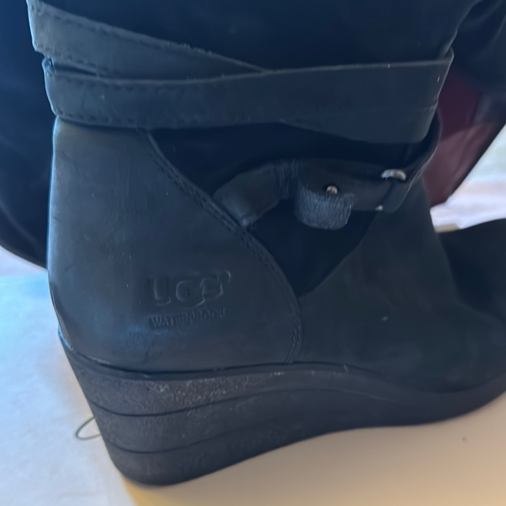 UGG Black Ankle Booties with Wedge Heel
